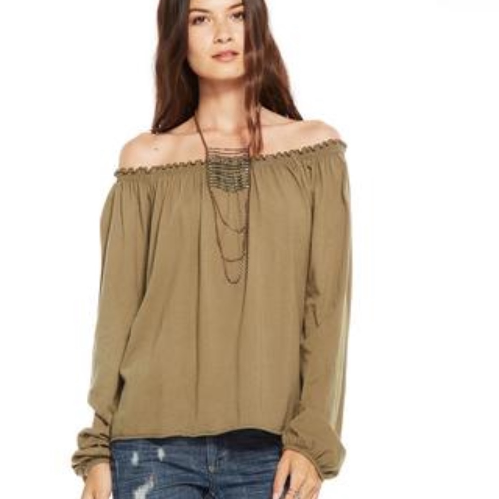 NWT CHASER OFF THE SHOULDER COTTON PEASANT BLOUSE!